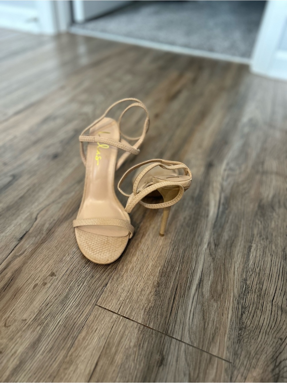 Strappy Nude High Heels - Snake Embossed - Picture 4 of 4